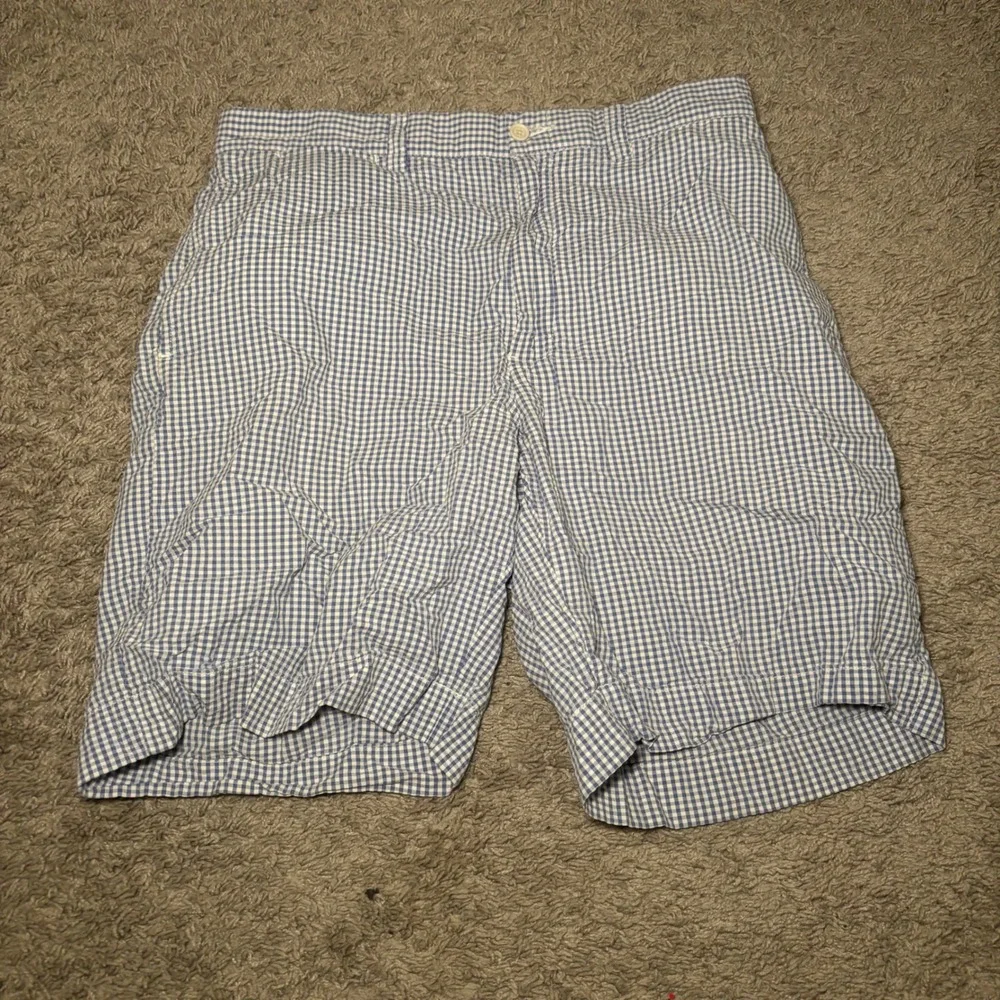 Polo Ralph Lauren Mens 32 Blue Gingham Cotton Flat Front Shorts Preppy Classic
